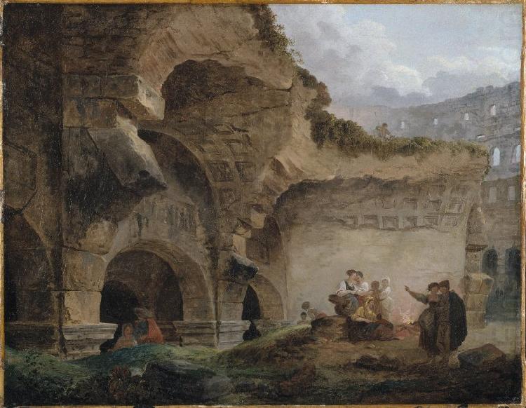 ROBERT, Hubert Washerwomen in the Ruins of the Colosseum china oil painting image